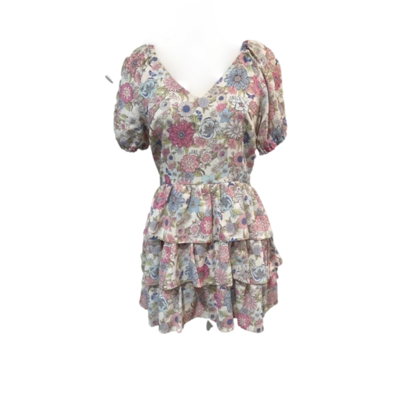 Mon Cheri Floral Ruffle Mini Dress Size Small - Picture 2 of 11